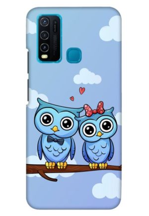 cute owl couple printed mobile back case cover for vivo y30 - vivo y50