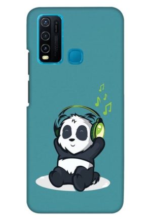 cute panda listning music printed mobile back case cover for vivo y30 - vivo y50