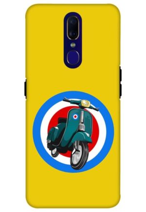 retro scooter printed mobile back case cover for oppo f11
