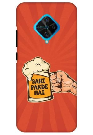 sahi pakde hai beer glass funny quote printed mobile back case cover for vivo s1 pro
