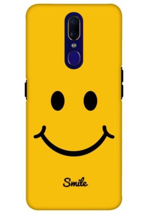 yellow smiley printed mobile back case cover for oppo f11