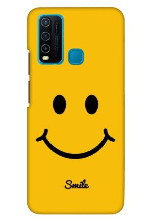 yellow smiley printed mobile back case cover for vivo y30 - vivo y50